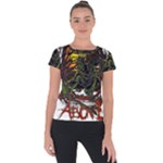 Grim Reaper Above Art  Monster Moon Letter Poster Short Sleeve Sports Top 