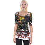 Grim Reaper Above Art  Monster Moon Letter Poster Wide Neckline T-Shirt