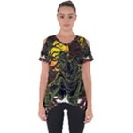 Grim Reaper Above Art  Monster Moon Letter Poster Cut Out Side Drop T-Shirt
