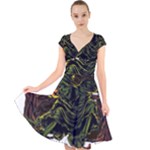 Grim Reaper Above Art  Monster Moon Letter Poster Cap Sleeve Front Wrap Midi Dress
