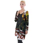 Grim Reaper Above Art  Monster Moon Letter Poster Hooded Pocket Cardigan