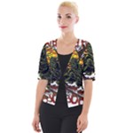 Grim Reaper Above Art  Monster Moon Letter Poster Cropped Button Cardigan