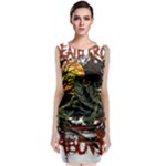 Grim Reaper Above Art  Monster Moon Letter Poster Sleeveless Velvet Midi Dress