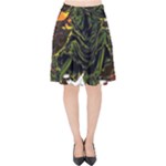 Grim Reaper Above Art  Monster Moon Letter Poster Velvet High Waist Skirt