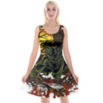Grim Reaper Above Art  Monster Moon Letter Poster Reversible Velvet Sleeveless Dress
