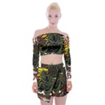 Grim Reaper Above Art  Monster Moon Letter Poster Off Shoulder Top with Mini Skirt Set