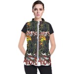 Grim Reaper Above Art  Monster Moon Letter Poster Women s Puffer Vest