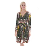 Grim Reaper Above Art  Monster Moon Letter Poster Long Sleeve Velvet Front Wrap Dress