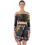 Grim Reaper Above Art  Monster Moon Letter Poster Off Shoulder Top with Skirt Set