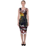 Grim Reaper Above Art  Monster Moon Letter Poster Sleeveless Pencil Dress