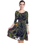 Grim Reaper Above Art  Monster Moon Letter Poster Quarter Sleeve Waist Band Dress