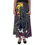 Grim Reaper Above Art  Monster Moon Letter Poster Flared Maxi Skirt