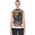 Grim Reaper Above Art  Monster Moon Letter Poster Mock Neck Shell Top