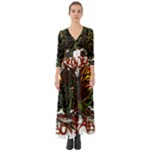 Grim Reaper Above Art  Monster Moon Letter Poster Button Up Boho Maxi Dress