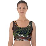 Grim Reaper Above Art  Monster Moon Letter Poster Velvet Crop Top