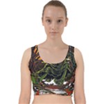 Grim Reaper Above Art  Monster Moon Letter Poster Velvet Racer Back Crop Top