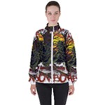 Grim Reaper Above Art  Monster Moon Letter Poster Women s High Neck Windbreaker