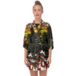 Grim Reaper Above Art  Monster Moon Letter Poster Half Sleeve Chiffon Kimono