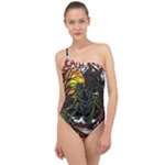 Grim Reaper Above Art  Monster Moon Letter Poster Classic One Shoulder Swimsuit