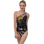 Grim Reaper Above Art  Monster Moon Letter Poster To One Side Swimsuit