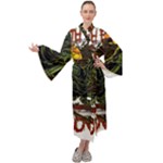 Grim Reaper Above Art  Monster Moon Letter Poster Maxi Velvet Kimono