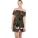 Grim Reaper Above Art  Monster Moon Letter Poster Off Shoulder Chiffon Dress