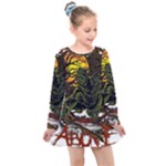 Grim Reaper Above Art  Monster Moon Letter Poster Kids  Long Sleeve Dress