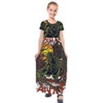 Grim Reaper Above Art  Monster Moon Letter Poster Kids  Short Sleeve Maxi Dress