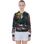 Grim Reaper Above Art  Monster Moon Letter Poster Women s Tie Up Sweat