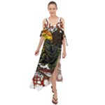 Grim Reaper Above Art  Monster Moon Letter Poster Maxi Chiffon Cover Up Dress
