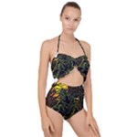 Grim Reaper Above Art  Monster Moon Letter Poster Scallop Top Cut Out Swimsuit