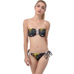 Grim Reaper Above Art  Monster Moon Letter Poster Twist Bandeau Bikini Set