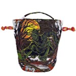 Grim Reaper Above Art  Monster Moon Letter Poster Drawstring Bucket Bag