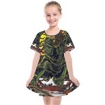 Grim Reaper Above Art  Monster Moon Letter Poster Kids  Smock Dress