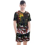 Grim Reaper Above Art  Monster Moon Letter Poster Men s Mesh T-Shirt and Shorts Set