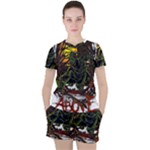 Grim Reaper Above Art  Monster Moon Letter Poster Women s T-Shirt and Shorts Set