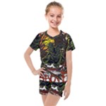 Grim Reaper Above Art  Monster Moon Letter Poster Kids  Mesh T-Shirt and Shorts Set