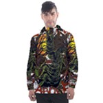 Grim Reaper Above Art  Monster Moon Letter Poster Men s Front Pocket Pullover Windbreaker