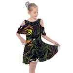 Grim Reaper Above Art  Monster Moon Letter Poster Kids  Shoulder Cutout Chiffon Dress