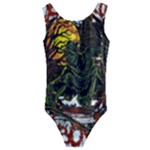 Grim Reaper Above Art  Monster Moon Letter Poster Kids  Cut-Out Back One Piece Swimsuit