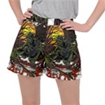 Grim Reaper Above Art  Monster Moon Letter Poster Women s Ripstop Shorts