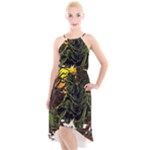 Grim Reaper Above Art  Monster Moon Letter Poster High-Low Halter Chiffon Dress 