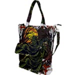 Grim Reaper Above Art  Monster Moon Letter Poster Shoulder Tote Bag