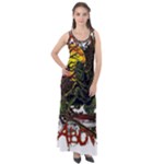Grim Reaper Above Art  Monster Moon Letter Poster Sleeveless Velour Maxi Dress