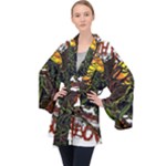 Grim Reaper Above Art  Monster Moon Letter Poster Long Sleeve Velvet Kimono 