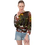Grim Reaper Above Art  Monster Moon Letter Poster Banded Bottom Chiffon Top