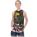 Grim Reaper Above Art  Monster Moon Letter Poster High Neck Satin Top