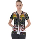 Grim Reaper Above Art  Monster Moon Letter Poster Short Sleeve Zip Up Jacket