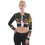 Grim Reaper Above Art  Monster Moon Letter Poster Long Sleeve Cropped Velvet Jacket