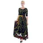 Grim Reaper Above Art  Monster Moon Letter Poster Half Sleeves Maxi Dress